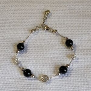 Brighton Black and Silver Beaded Bracelet